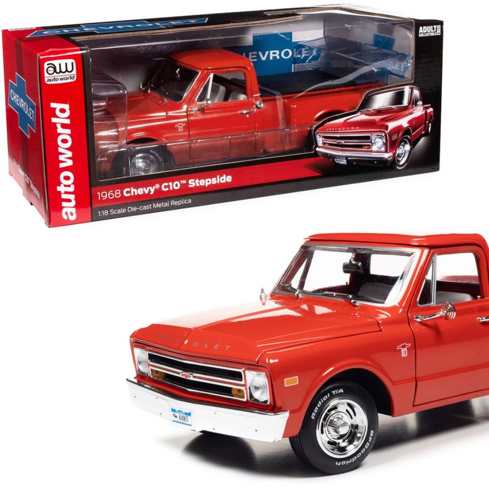 NIB Autoworld Die-cast 1:18 1968 Chevrolet C10 Stepside Pickup Truck